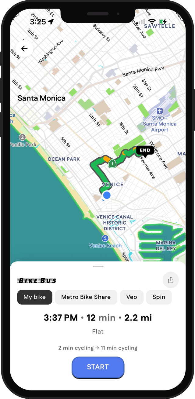 Group ride route overview